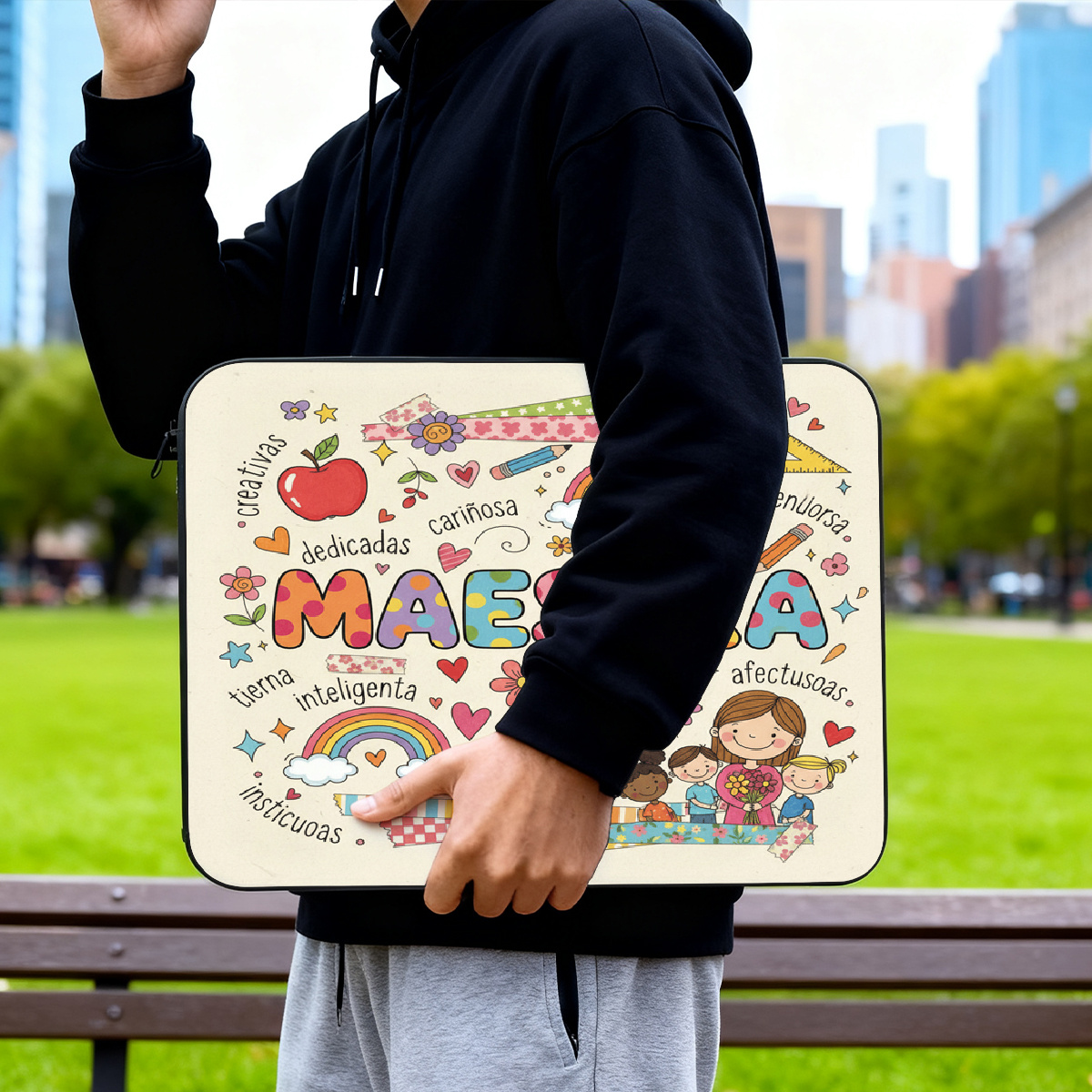 Teacher Theme Laptop Sleeve, Trendy Notebook Protector Case