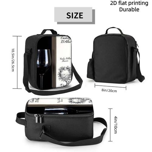 1pc elegant wine glass with label pattern printed insulated cooler bag with shoulder strap reusable portable for home unisex non food contact durable ideal birthday gift
