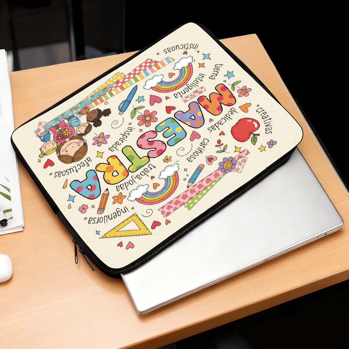 Teacher Theme Laptop Sleeve, Trendy Notebook Protector Case