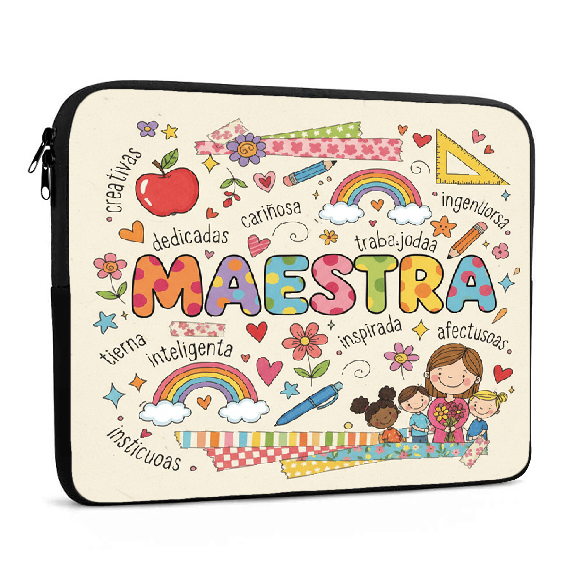 Teacher Theme Laptop Sleeve, Trendy Notebook Protector Case