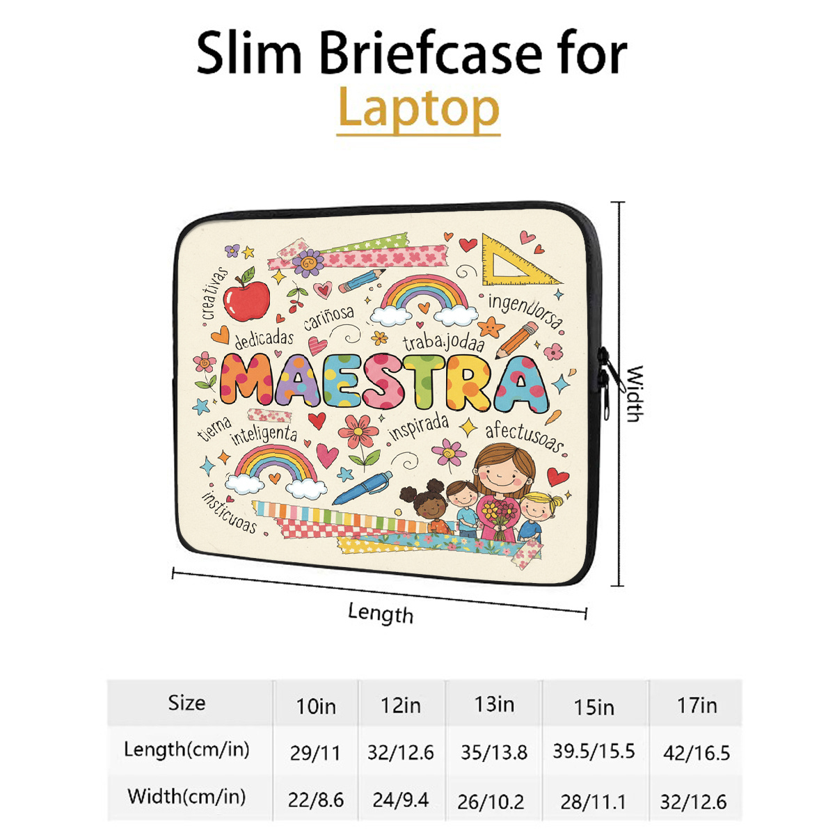 Teacher Theme Laptop Sleeve, Trendy Notebook Protector Case