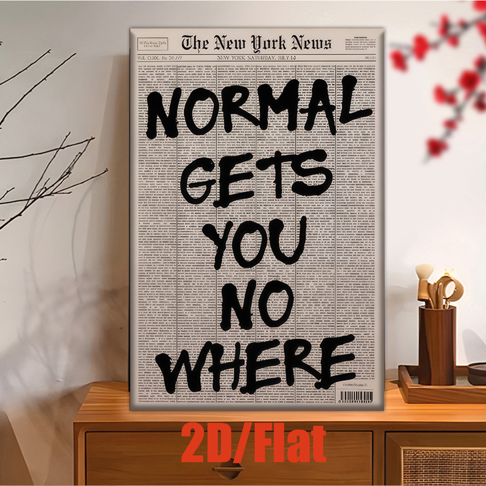 TEMU 2d Flat, 2d Flat 1pcs, Frameless Canvas Painting, Page Of Newspaper With Plain Writing Is Useless, Wall Decoration, Bedroom, Office Decor, Wall