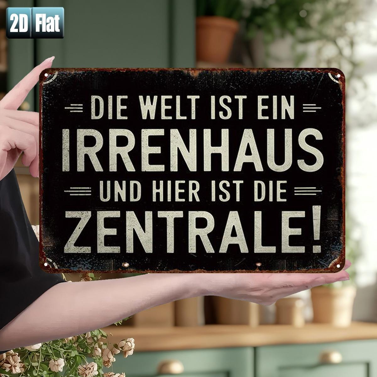 Image of 2d Flat, 2d Flat 1pc, The World Is A Madhouse – And Office!, Metal Tin Sign, Size (8"x12"/20cm*30cm), Decorative Paintings For Room, Restaurant, Bar, Door, Or Garage Decor, 2d Flat