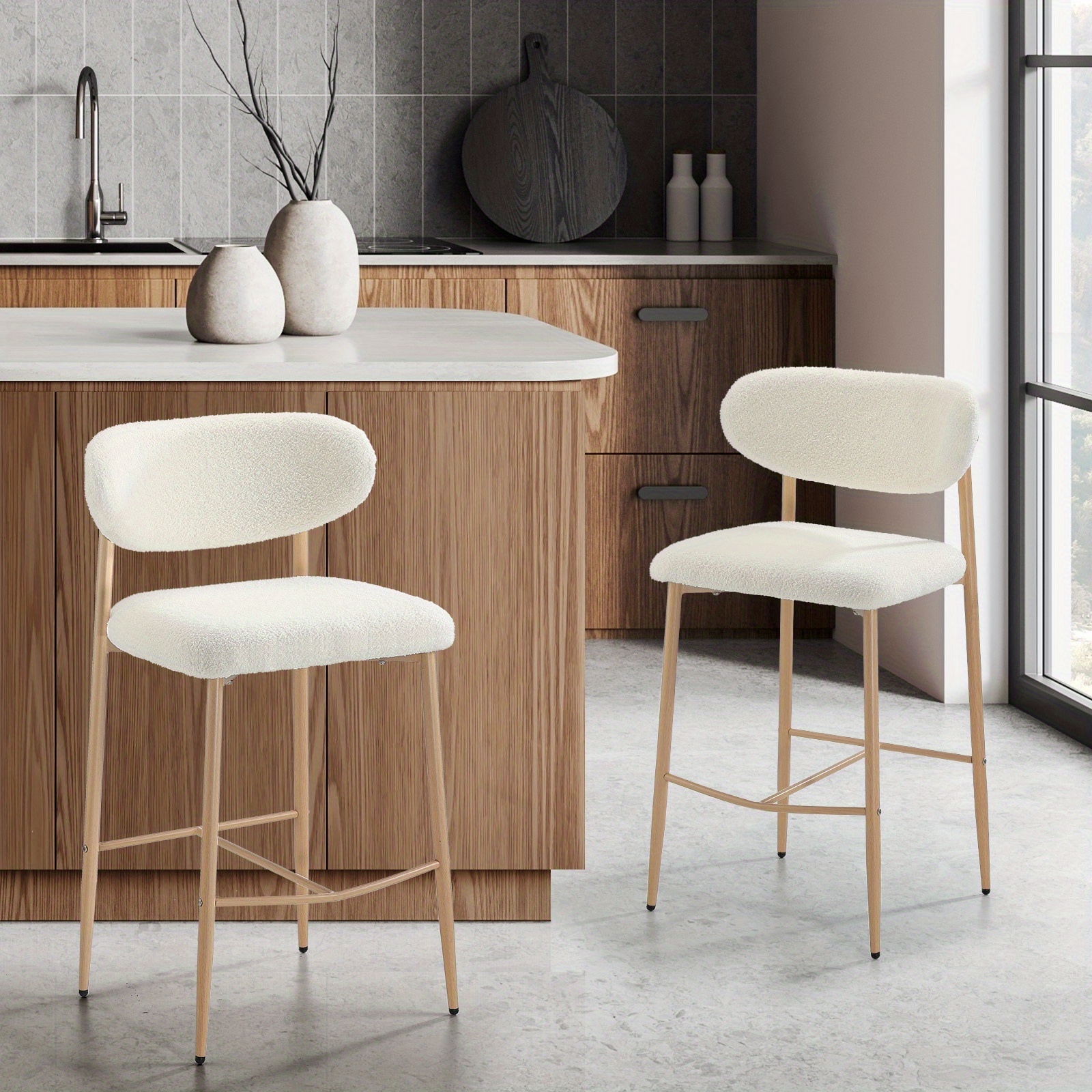 TEMU 2pcs Bar Stools Padded Seat For Kitchen Counter, Dining Room, Or Home Bar