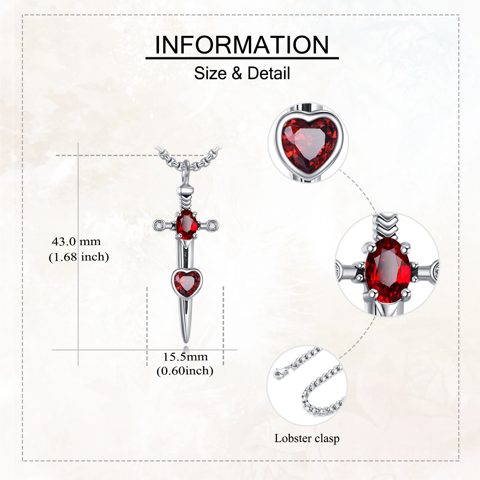 925 Sterling Silver CZ Sword Necklace Unisex for Daily Wear