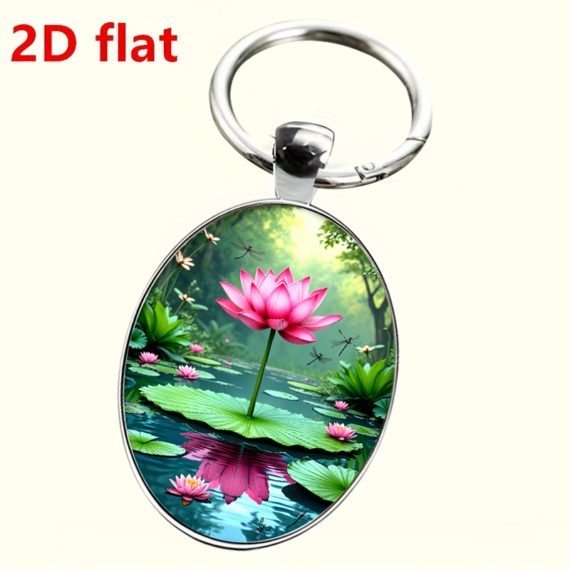 Natural Style Tranquil Water Lily Theme Keychain