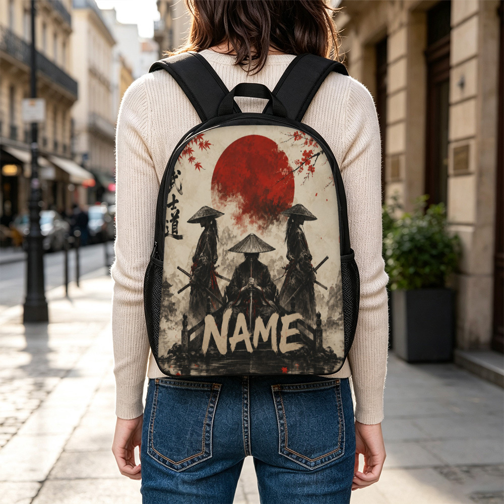 Customized Japanese Samurai Warriors Backpack, Large Capacity & Trendy