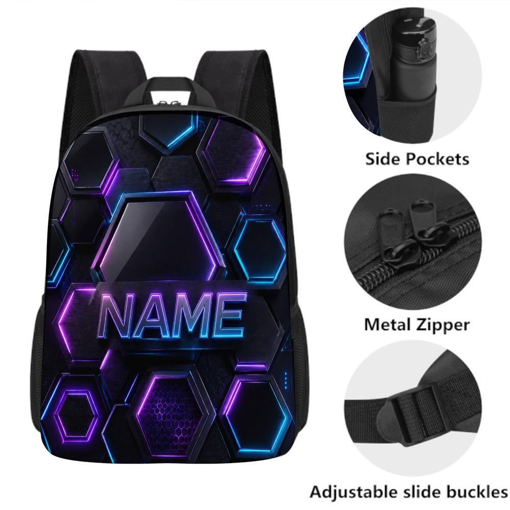 Customized Neon Hexagon Pattern Large Capacity Backpack
