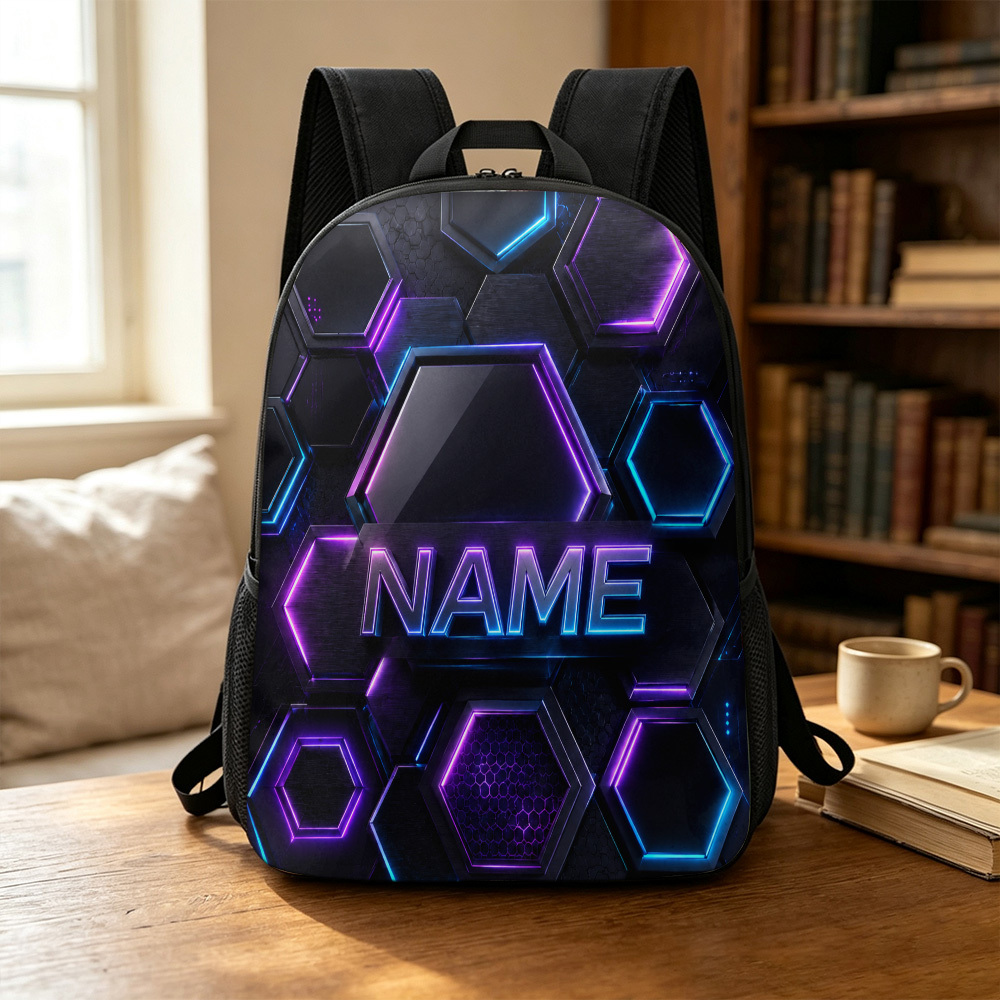 Customized Neon Hexagon Pattern Large Capacity Backpack