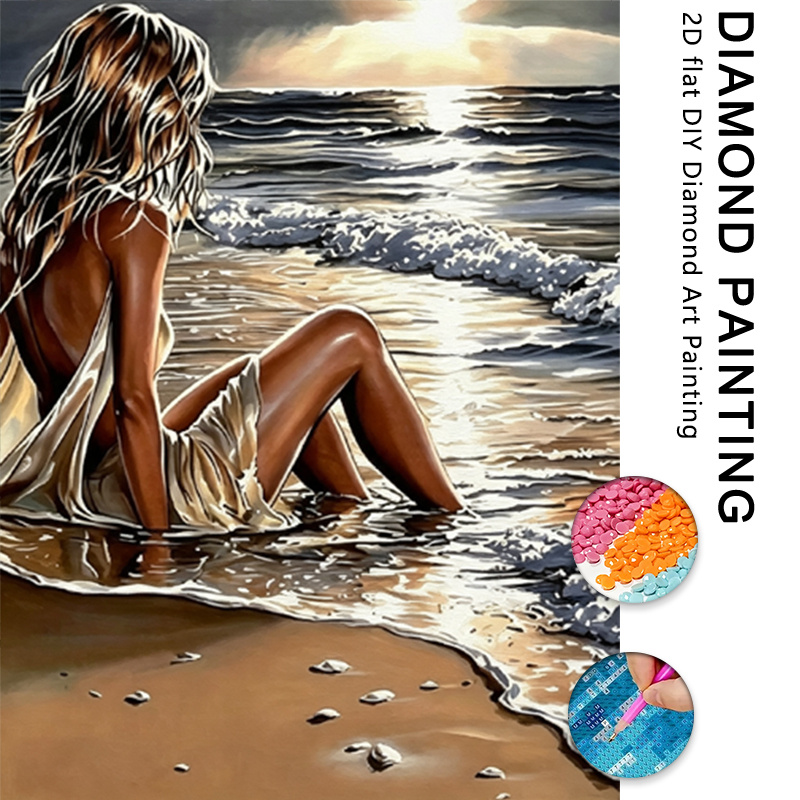 TEMU Kit de peinture diamant Fille au en , modèle, ensemble de peinture diamant 5D à soi- pour adultes, , convient aux adultes et aux débutants pour