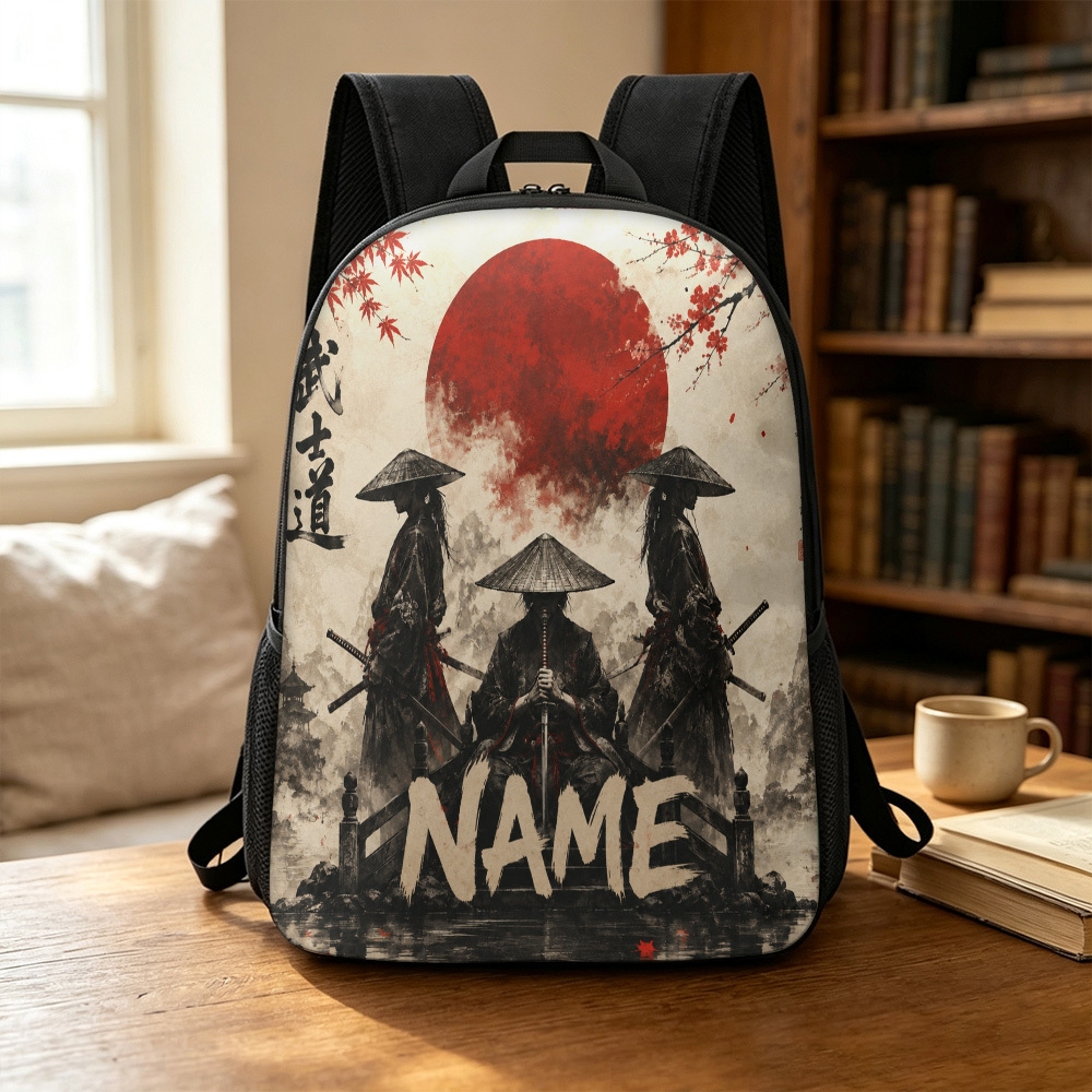 Customized Japanese Samurai Warriors Backpack, Large Capacity & Trendy