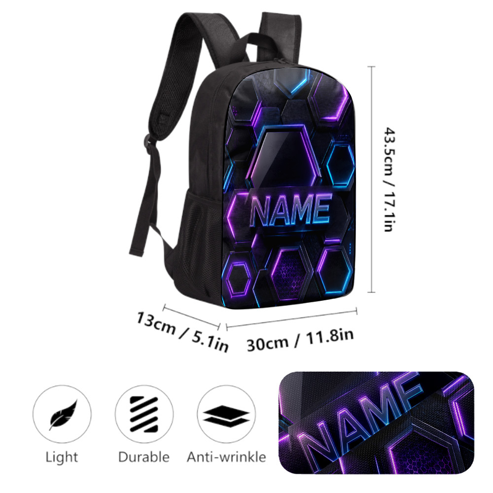 Customized Neon Hexagon Pattern Large Capacity Backpack