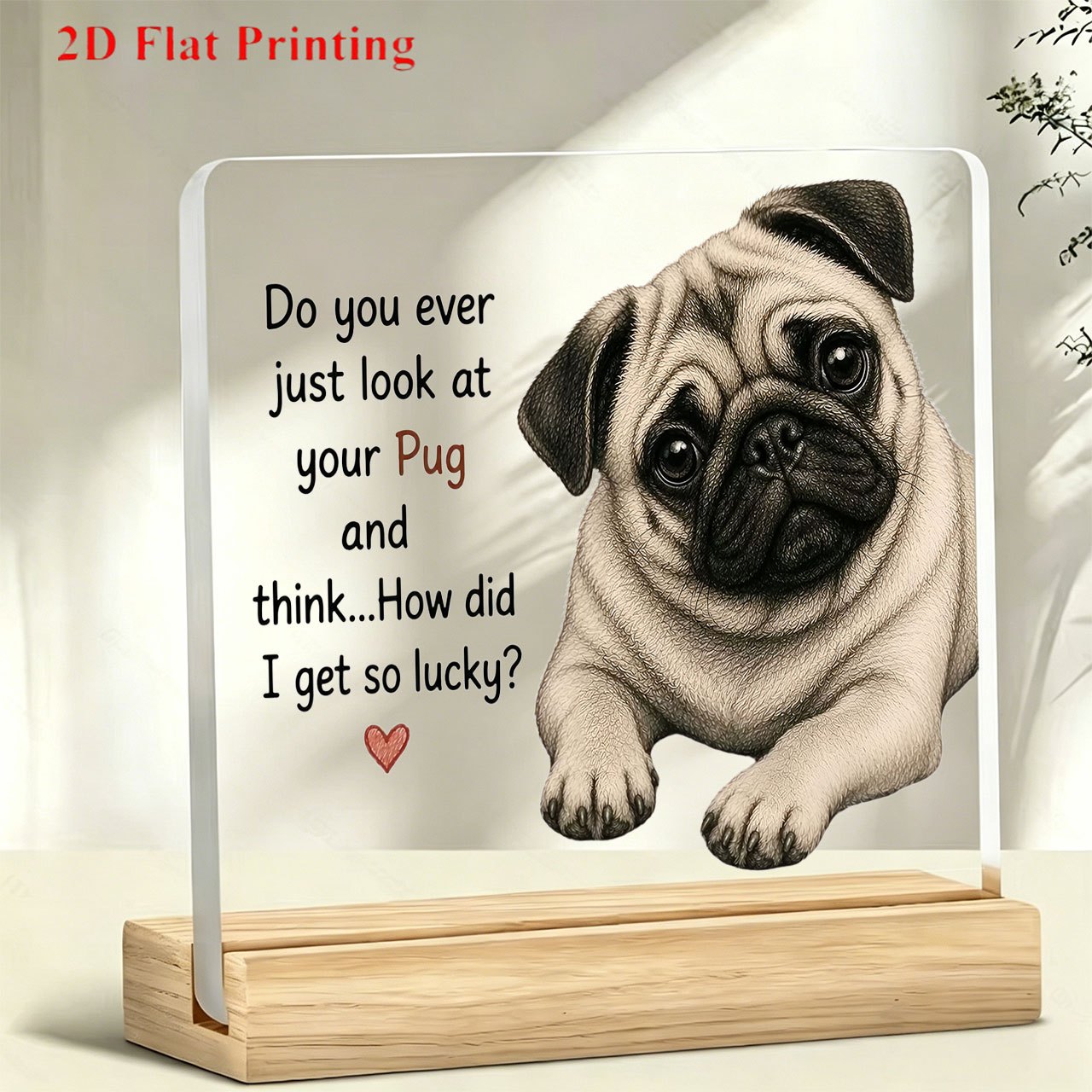 TEMU 2d Flat 1pc Cute Pug Quote Paperweight Inspirational Desktop Ornament Tabletop Decoration Office Desk Bar Decoration Coworker Friend Valentine's