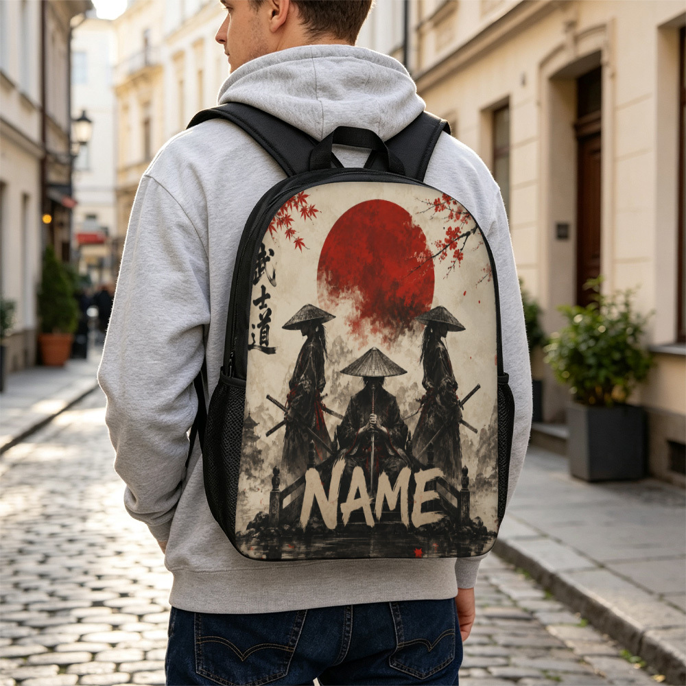 Customized Japanese Samurai Warriors Backpack, Large Capacity & Trendy