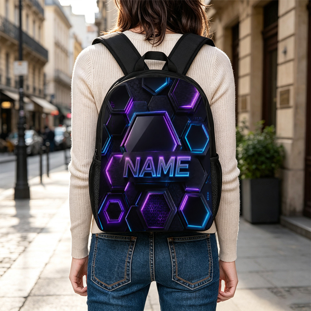 Customized Neon Hexagon Pattern Large Capacity Backpack