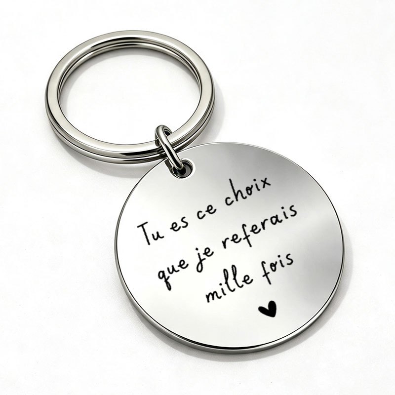 TEMU 1pc Vous Êtes Manuscrit Français Porte-Clés en Métal de Cœur Non-Décolorant Sac Porte-Clés Accessoire Anneau de Clé Cadeau de Couple du Cœur