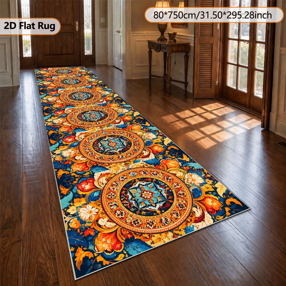 extra large long strip christmas velvet carpet mandala style bohemian pattern non slip machine washable ultra soft plush suitable for living room and bedroom gift for  