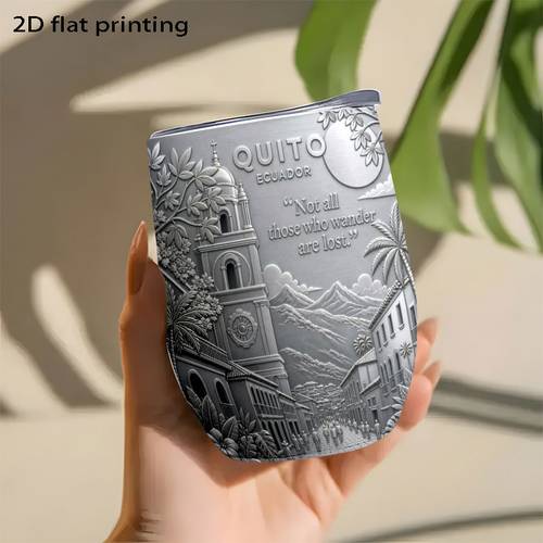 item picture 2d flat printing 1pc 12oz coffee cups and mugs stainless steel tumbler leak proof portable hot and cold ecuador travel theme
