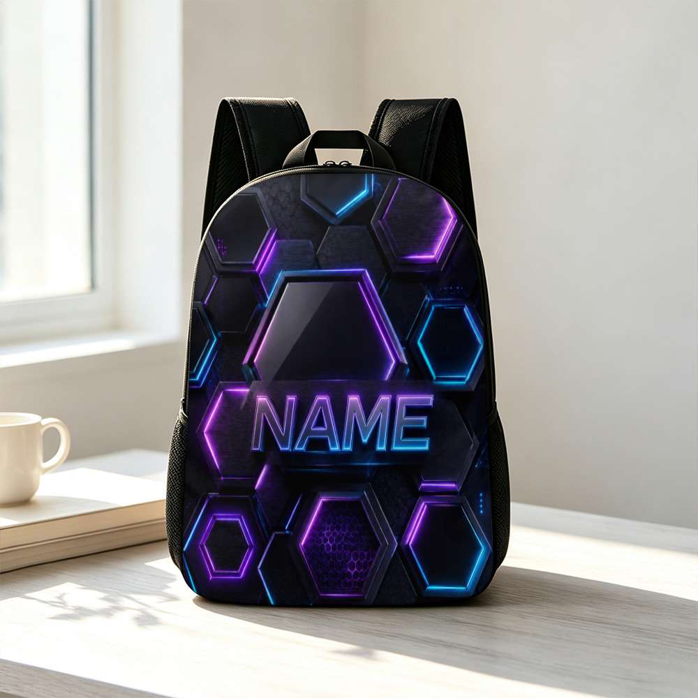 Customized Neon Hexagon Pattern Large Capacity Backpack