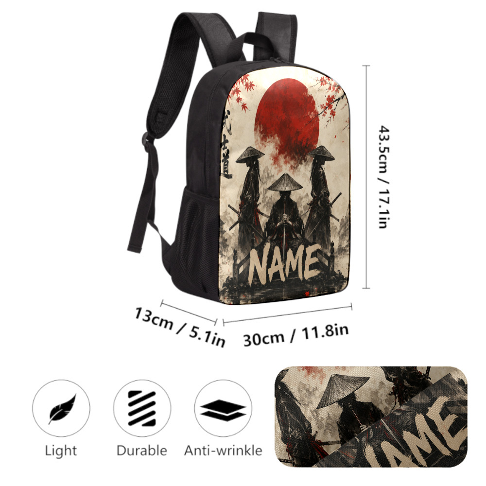 Customized Japanese Samurai Warriors Backpack, Large Capacity & Trendy