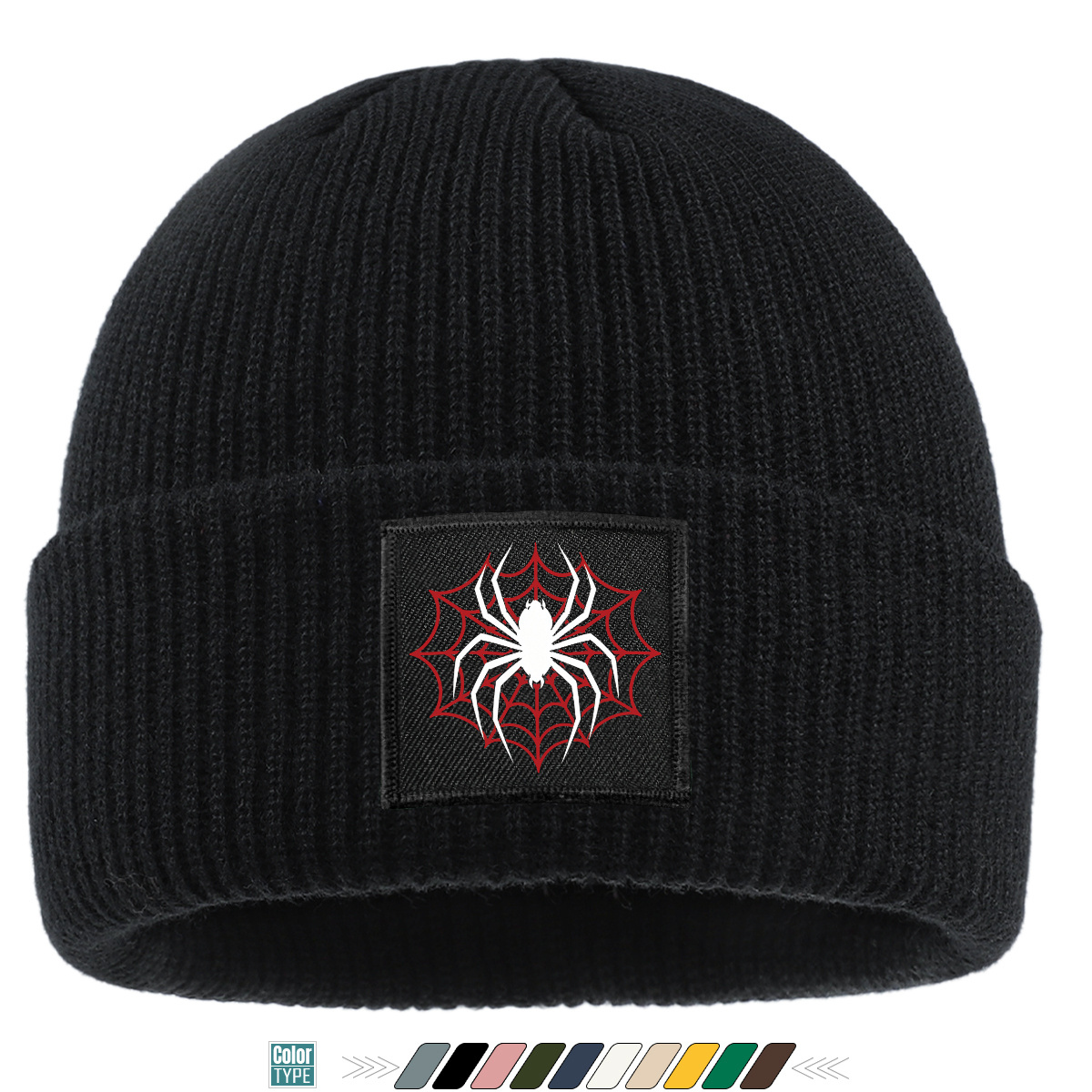 TEMU 1 pièce Bonnet en de melon avec étiquette imprimée sur le thème de Noël, Bonnet unisexe chaud bord avec étiquette à motif araignée et toile