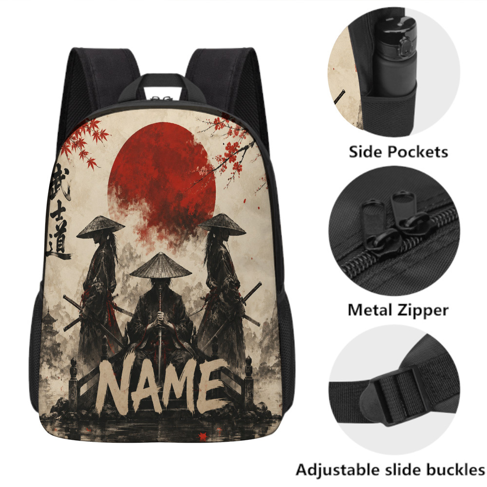 Customized Japanese Samurai Warriors Backpack, Large Capacity & Trendy