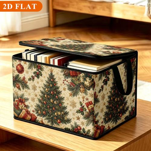 item picture 1pc printed storage box christmas tree and gifts decor foldable and portable storage bag suitable for use in college dorms and while traveling a patterned organizer for the home under bed storage