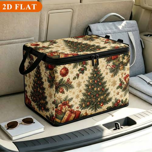 1pc printed storage box christmas tree and gifts decor foldable and portable storage bag suitable for use in college dorms and while traveling a patterned organizer for the home under bed storage