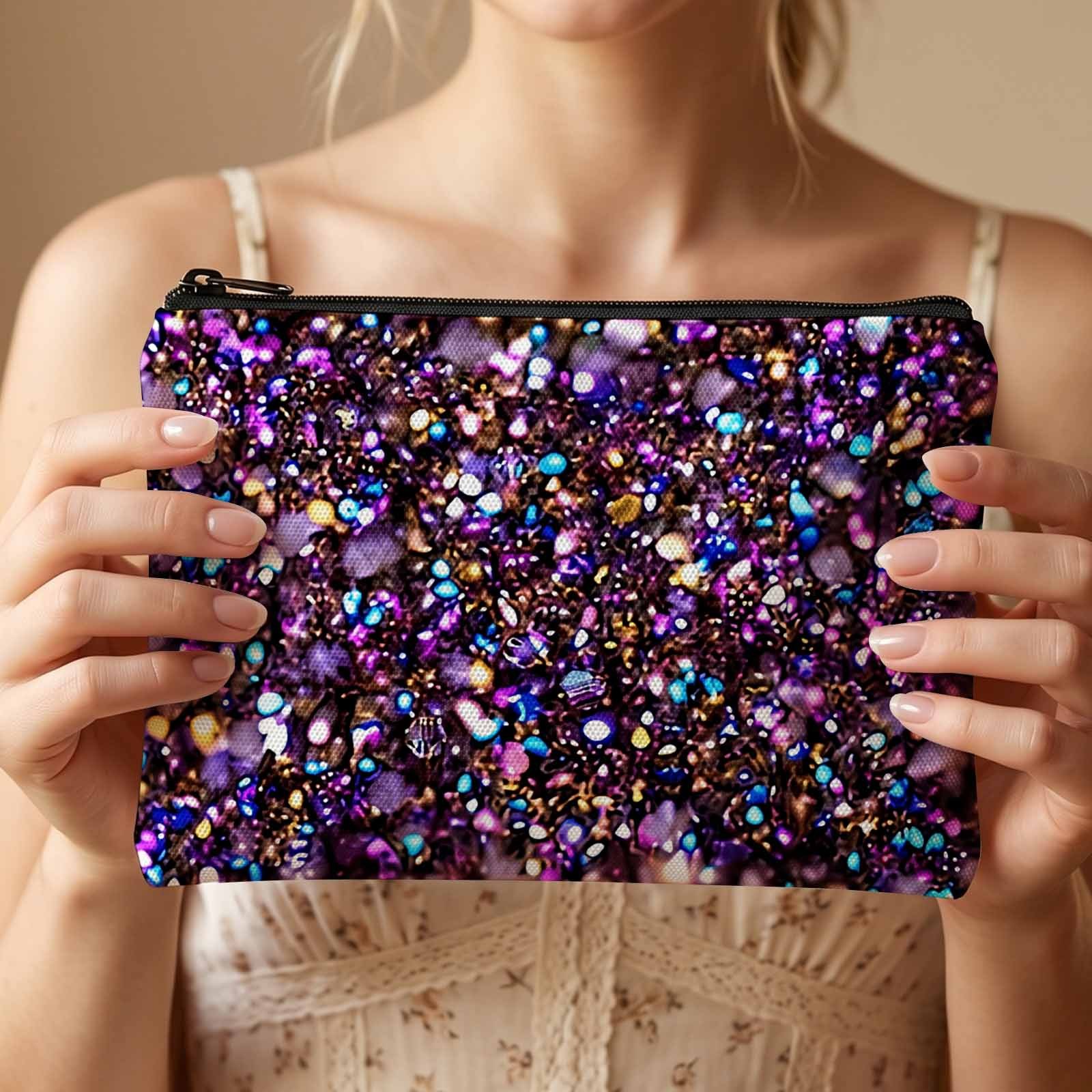TEMU 1pc Confetti Cosmetic Bag - Multicolor Confetti Suitable For Travel Toiletry, Durable Storage Pouch For &, Daily Gift For, Gym, Parties, Showers