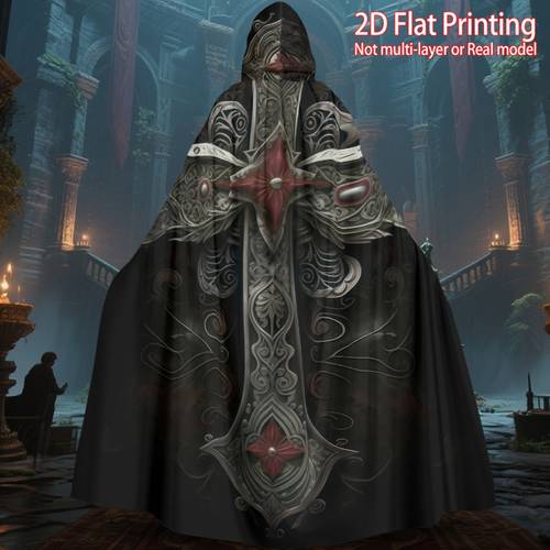 2d flat 1pc gorgeous patterned cross patterned hooded cape role playing costume cloak suitable for halloween parties themed party activities role playing party supplies suitable for halloween themed dress up unisex