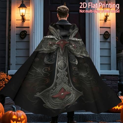 item picture 2d flat 1pc gorgeous patterned cross patterned hooded cape role playing costume cloak suitable for halloween parties themed party activities role playing party supplies suitable for halloween themed dress up unisex