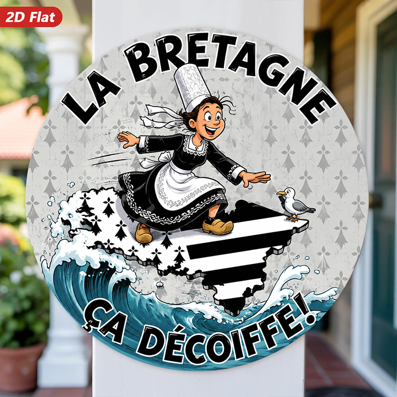 TEMU Art mural rond humoristique plat 2D, 1 pièce, côte de , le "La ", convient pour coin de bureau, décoration intérieure, marquée "Sa Decoiffe",