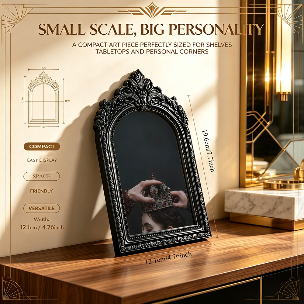 TEMU 1pc Crown Of Gothic Victorian Wall Decor - Arched Picture Frame Suitable For Gothic , Mysterious Royal Panel Art, Plastic Frame For, Office,