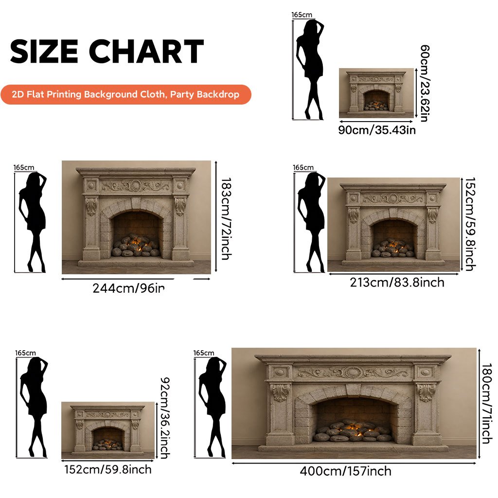 Stone Fireplace Design Backdrop Banner for Events