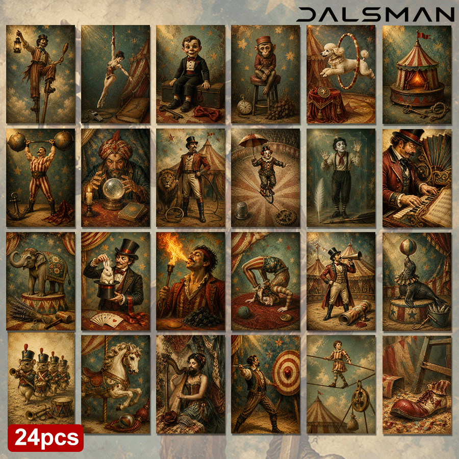TEMU 24-pack Postcards Set Retro Carnival Art Prints For Home Decor Wall Collage And Greeting Cards For And Familydalsman