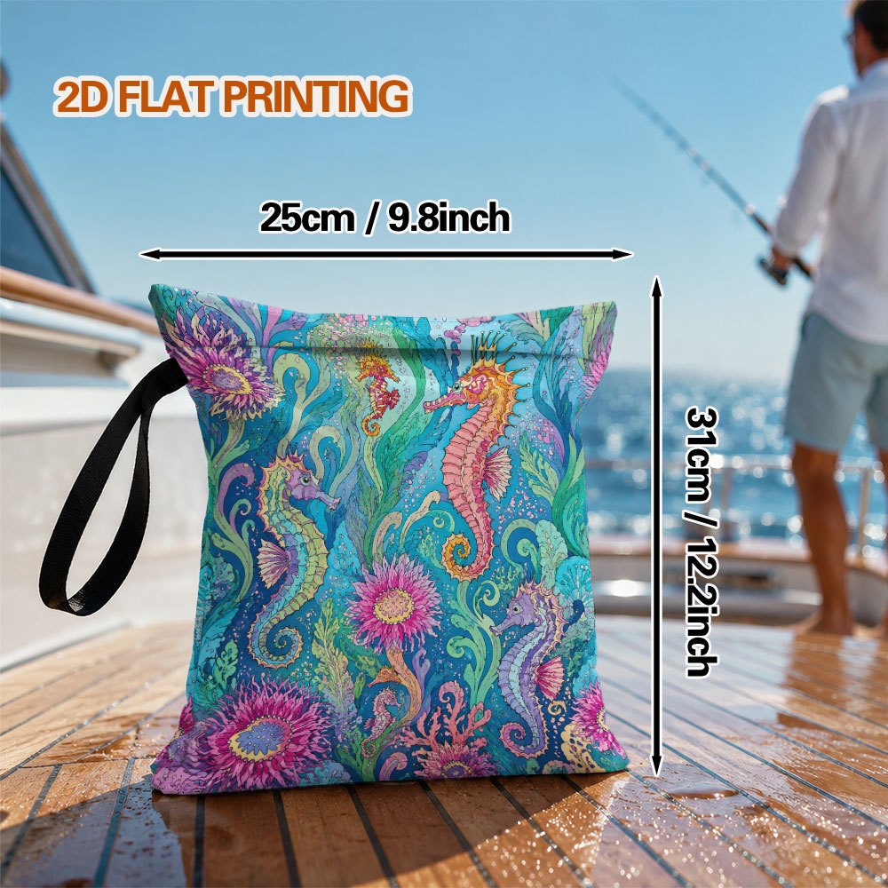 TEMU 2d Flat, 1pc Colorful Underwater Print Wet Dry Bag, Multi-use Storage Pouch, Portable Organizer Bag For Personal Items And Travel Essentials,