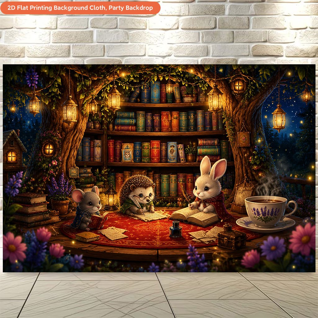 Book-Themed Backdrop Banner, Cute Reading with Books