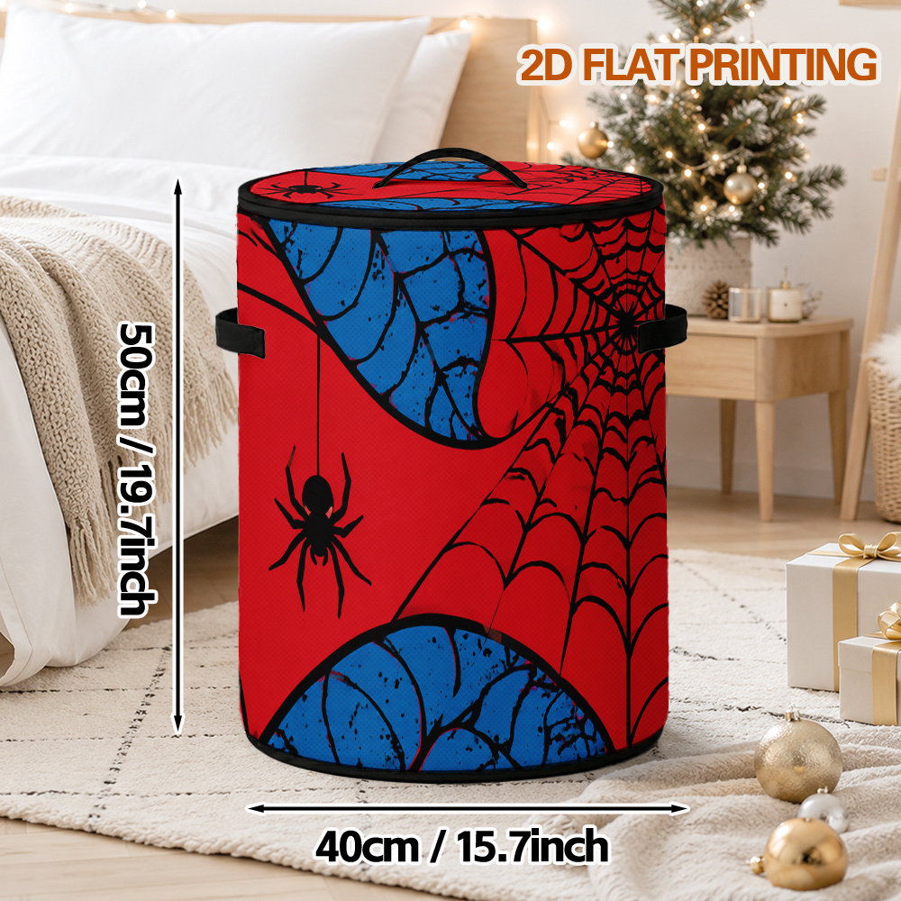 TEMU 2d Flat, 1pc Round Shelf Baskets With Halloween Gothic Web Pattern, Perfect For Entryway Closet Organization, Bedroom Storage, And Seasonal