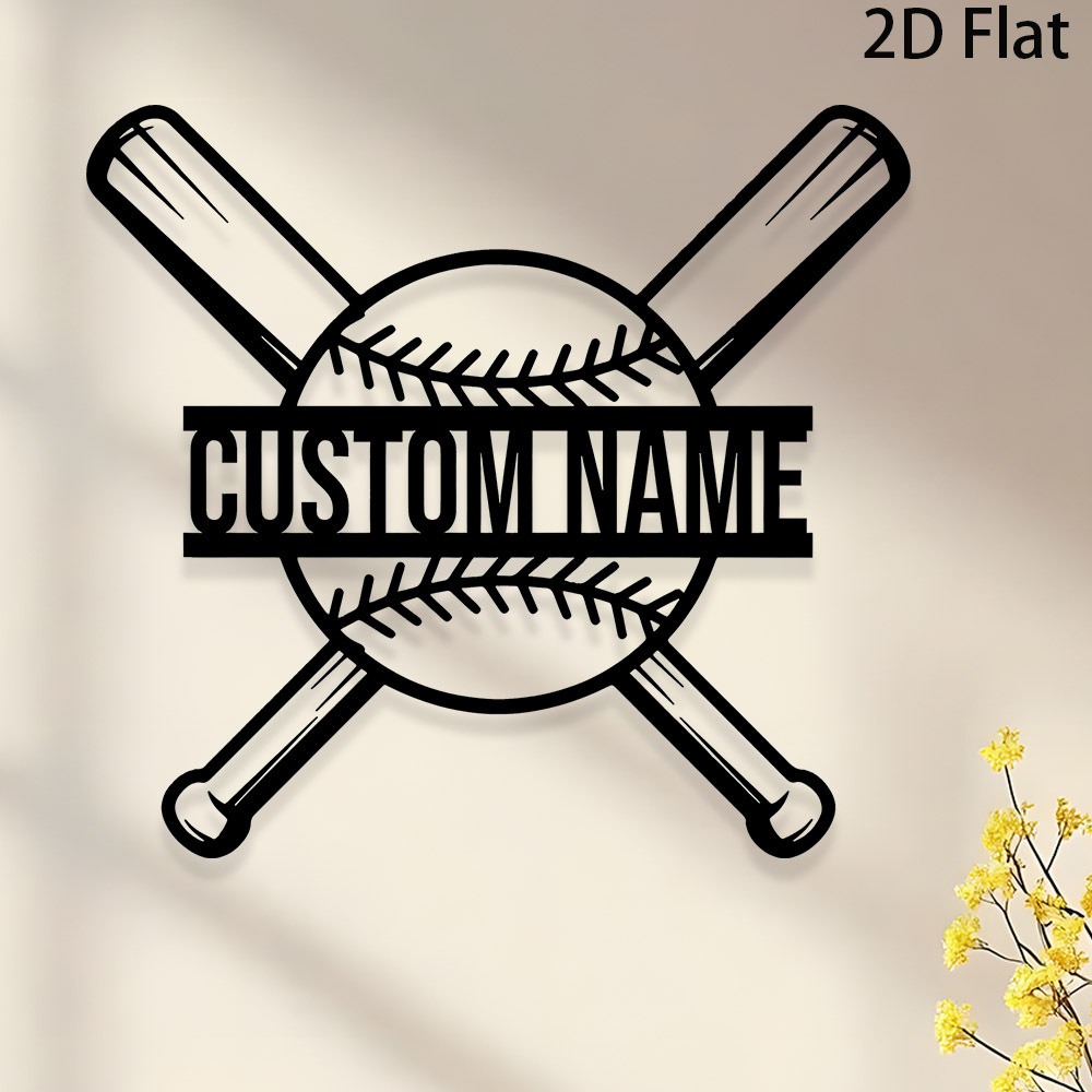 TEMU 1pc Custom Baseball Metal Sign Personalized Sports Wall Art Decor For Man Cave Garage Home Office Sports Lover Gift