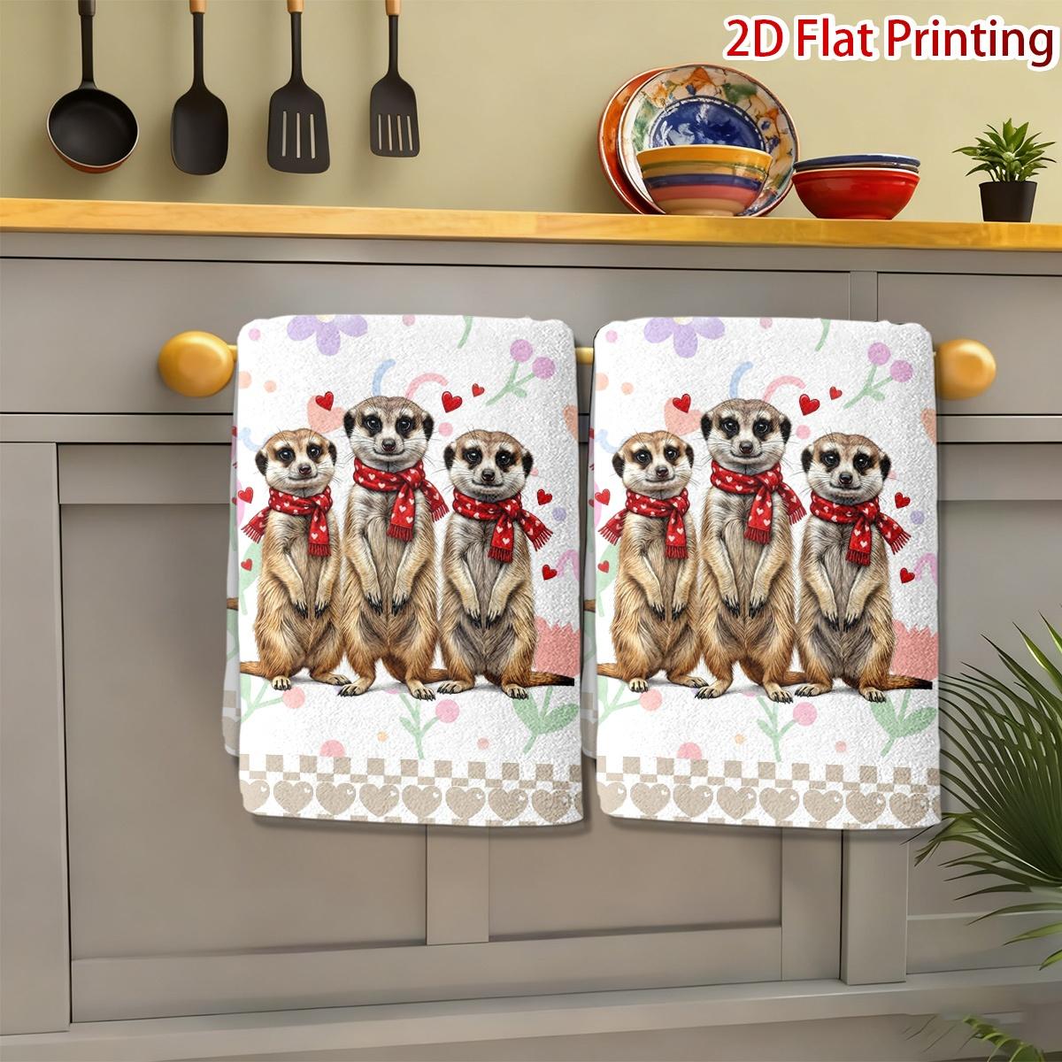 TEMU 2pcs -themed Kitchen Towels Suitable For , Cute Design With Patterns, Soft Microfiber Cloths For Bathroom, Tea Blending & Cleaning, Ideal, , 2d