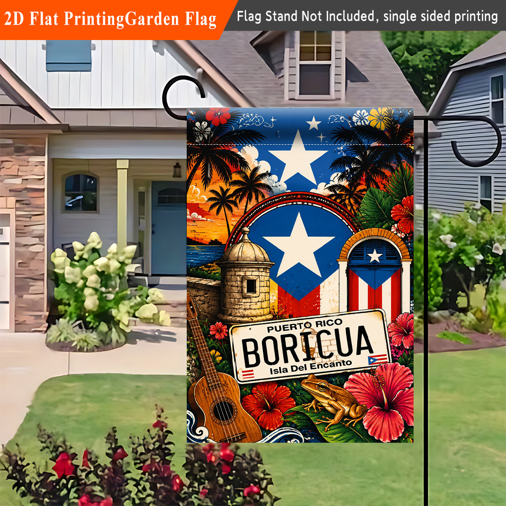 TEMU Garden Flag 1pc, Puerto Vibes, Versatile Hanging Decoration Suitable For Settings; Made Of Polyester With Single-sided Printing; Ideal For