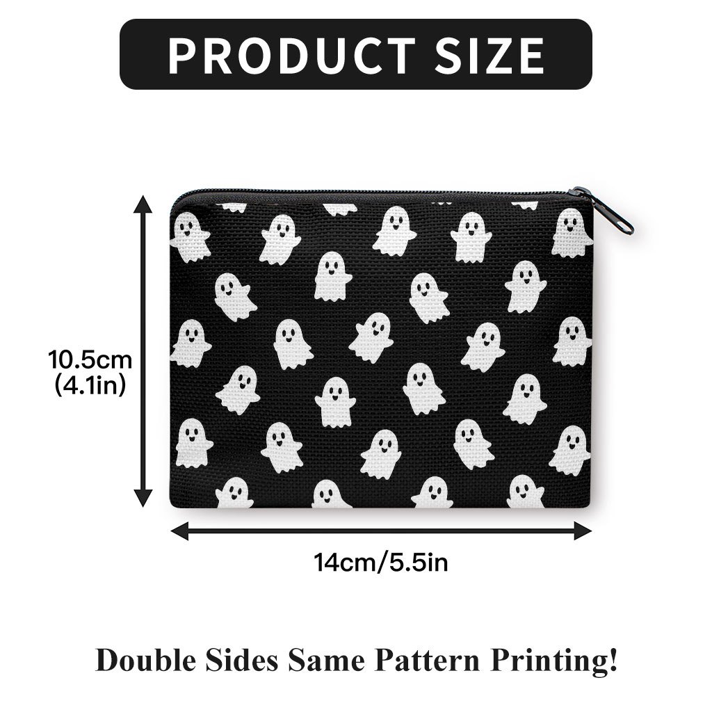 TEMU Porte-monnaie 1 pièce, Porte-monnaie portable avec imprimé blancs sur fond noir, Porte-clés et porte-cartes multifonctionnel, Pochette à pièces