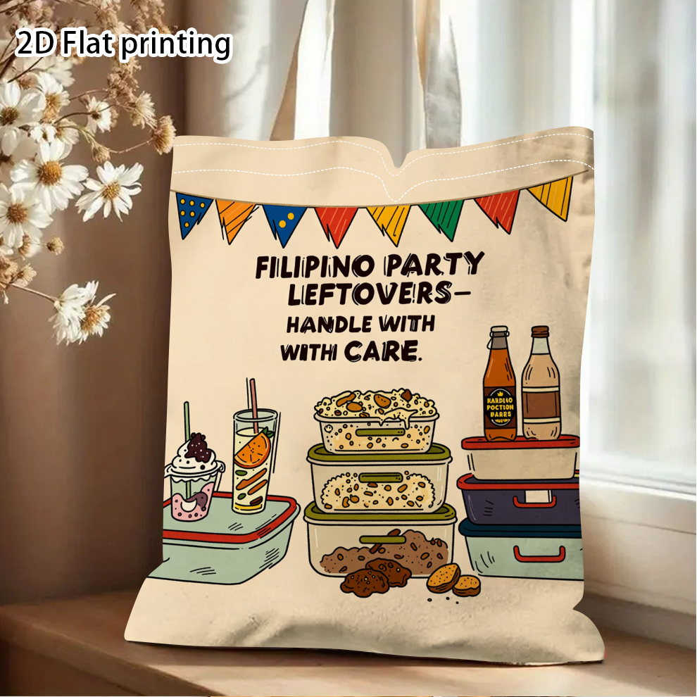 TEMU Bolsa tote 2D con temática , ideal para fiestas y , diseño retro de de comida con estampado de de , lavable a máquina, regalo para amantes de