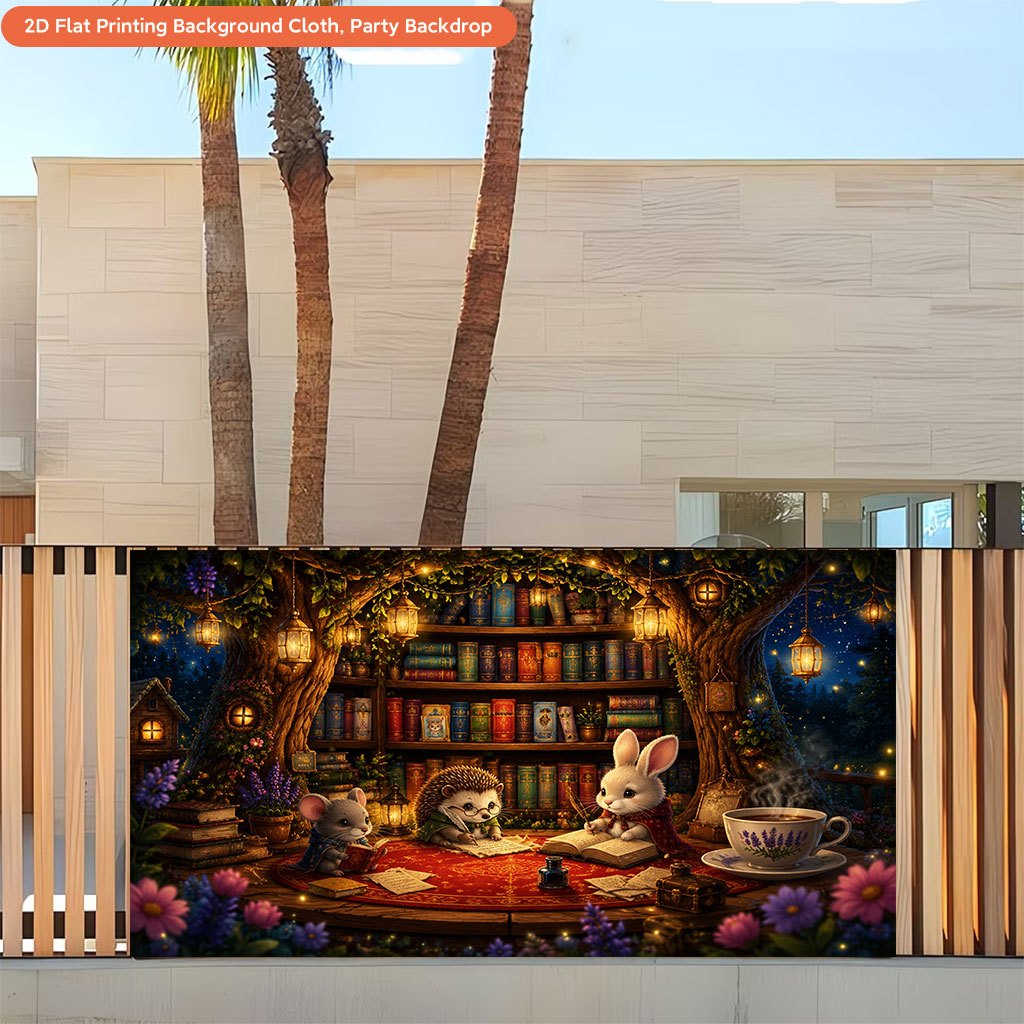 Book-Themed Backdrop Banner, Cute Reading with Books