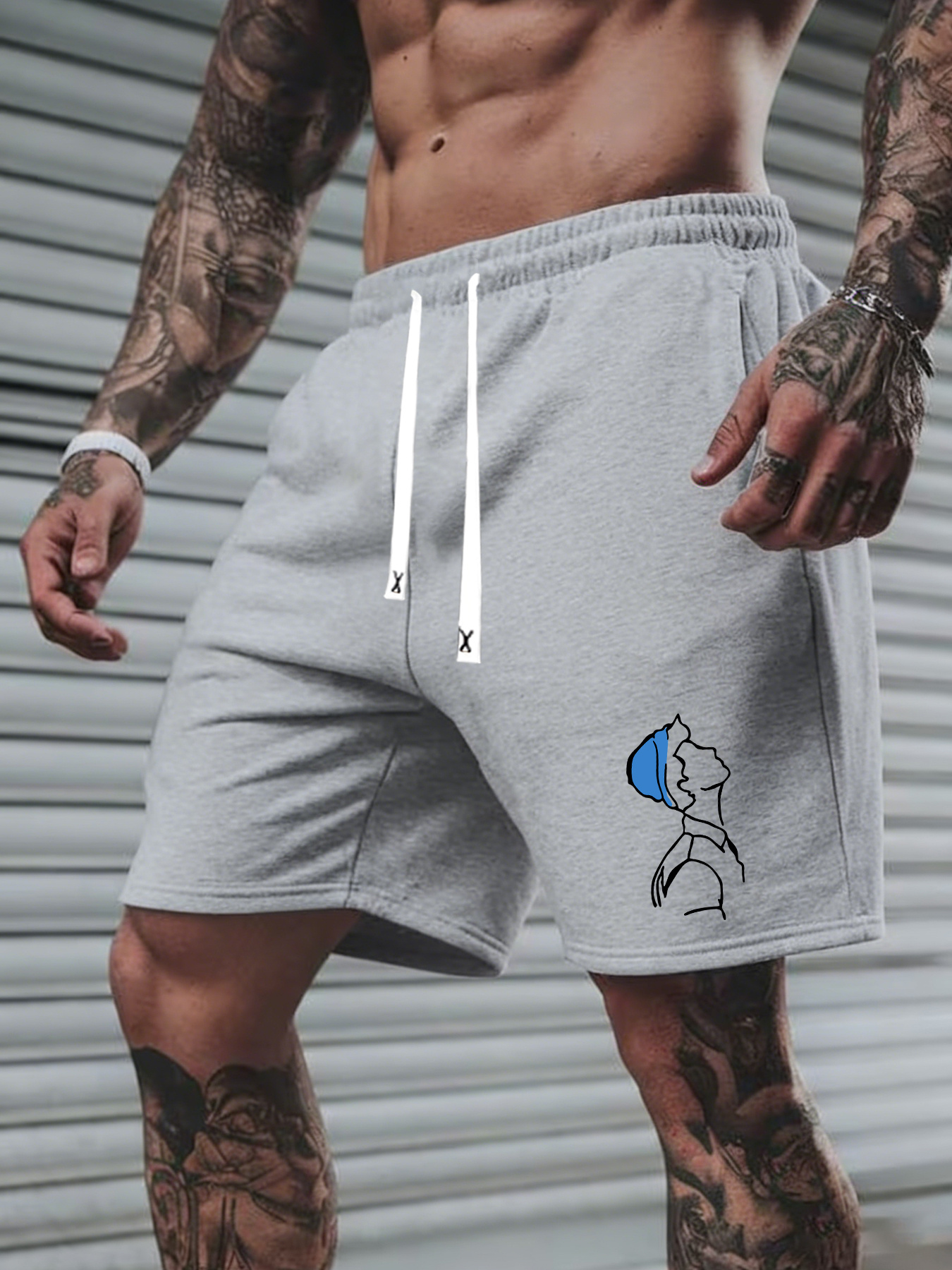 artikel foto heren zomerse casual korte broek met   naar de sterrenhemel  , modieuze en comfortabele sportshort met trekkoord en zakken, geschikt voor dagelijks gebruik, fitness, hardlopen en buitenactiviteiten