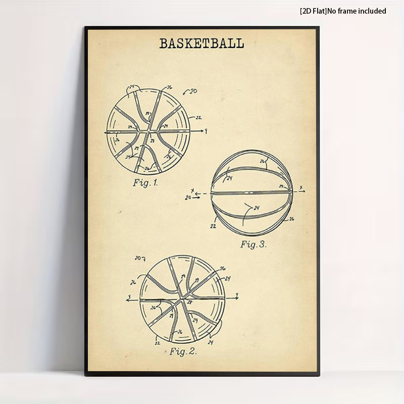 artikel foto 2d plat, 2d plat, [posters en prints] 1 stuks,   canvas schilderij, basketbal   cadeau, basketbal lederen print, sportbal blauwdruk kunst, vaderdag cadeau, basketbal poster print fun creatieve canvas muur decoratie