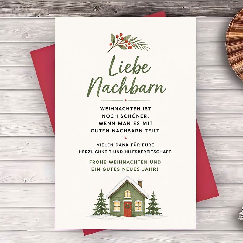 TEMU 1 Envelope And 1 Greeting Card Merry Christmas Greeting Card For Neighbors Flat Holiday Note Card For And Appreciation Winter Season Wishes For