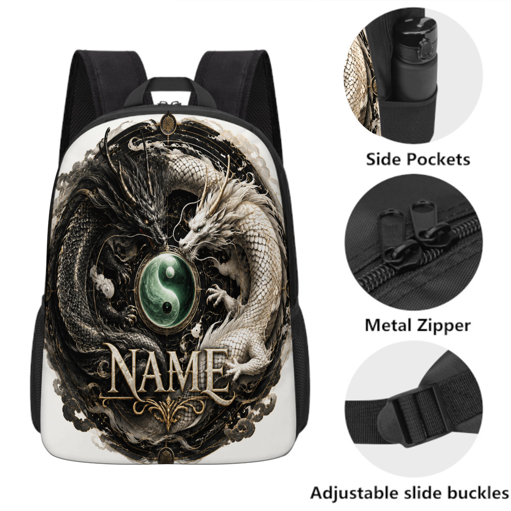 Customized Yin Yang Dragons Designed 43.18cm Backpack
