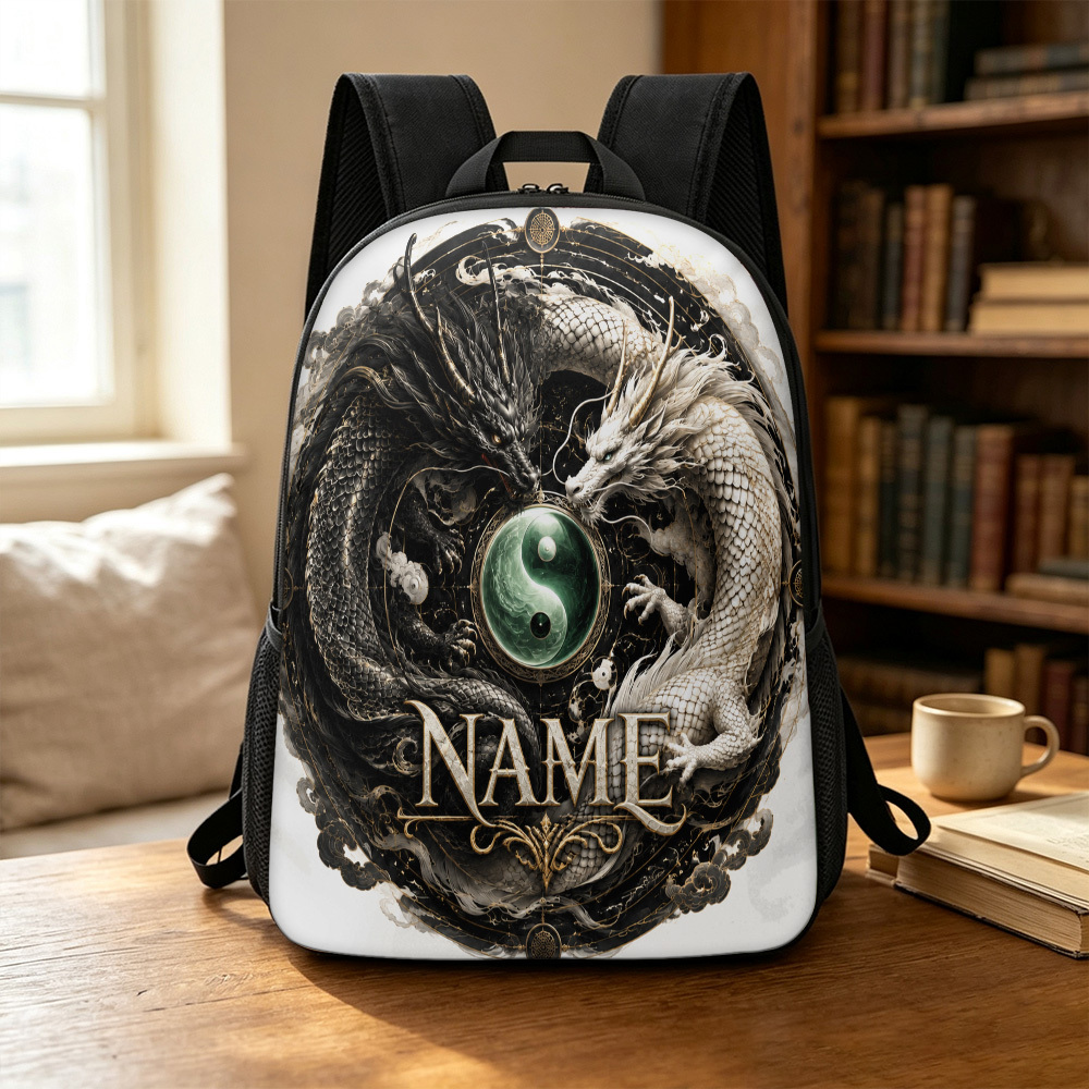 Customized Yin Yang Dragons Designed 43.18cm Backpack