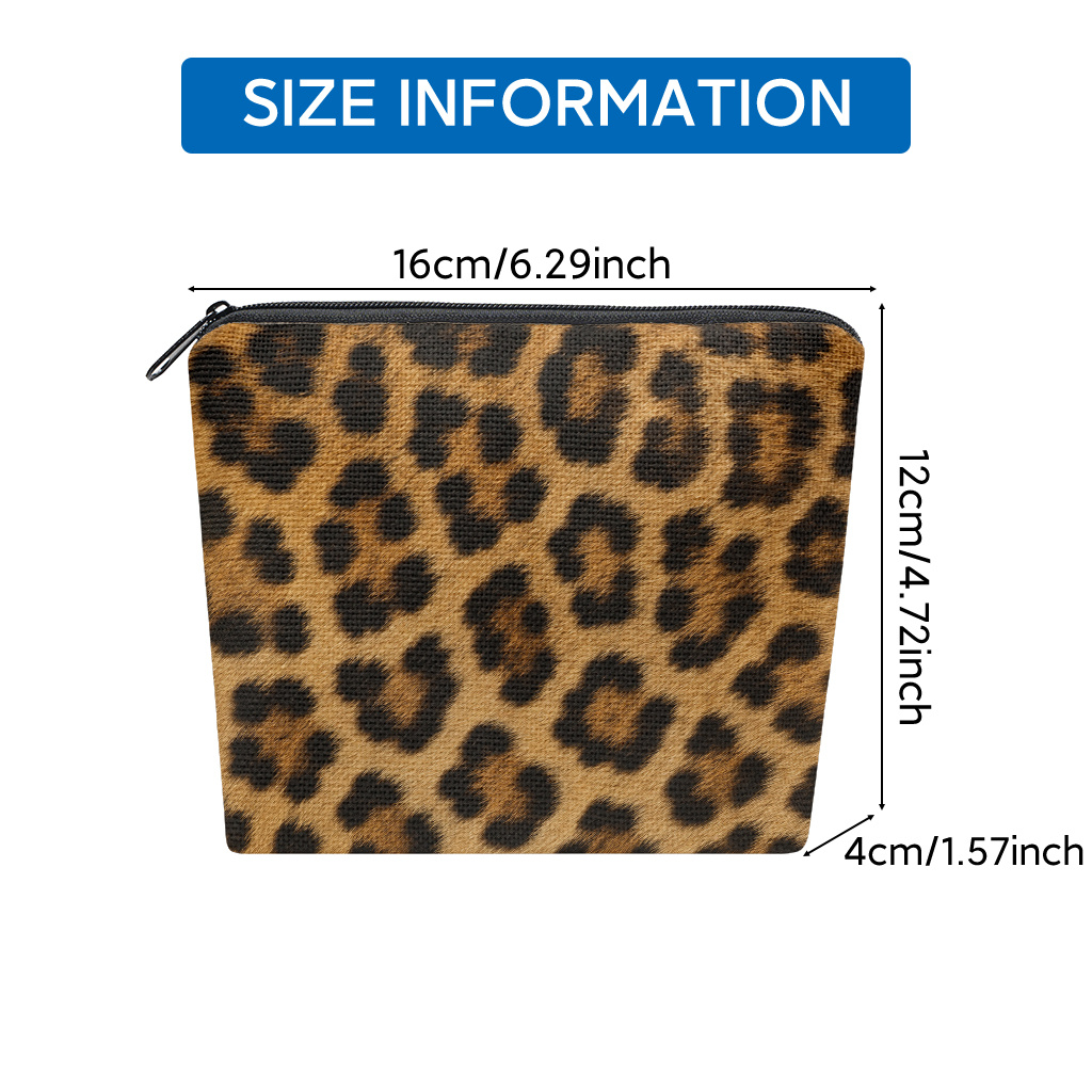TEMU Sanitary Pad Storage Bag 1pc, Leopard Fur Pattern Printed Sanitary Pad Organizer, Multifunctional Travel Pouch, Makeup Bag, Toiletry Bag,